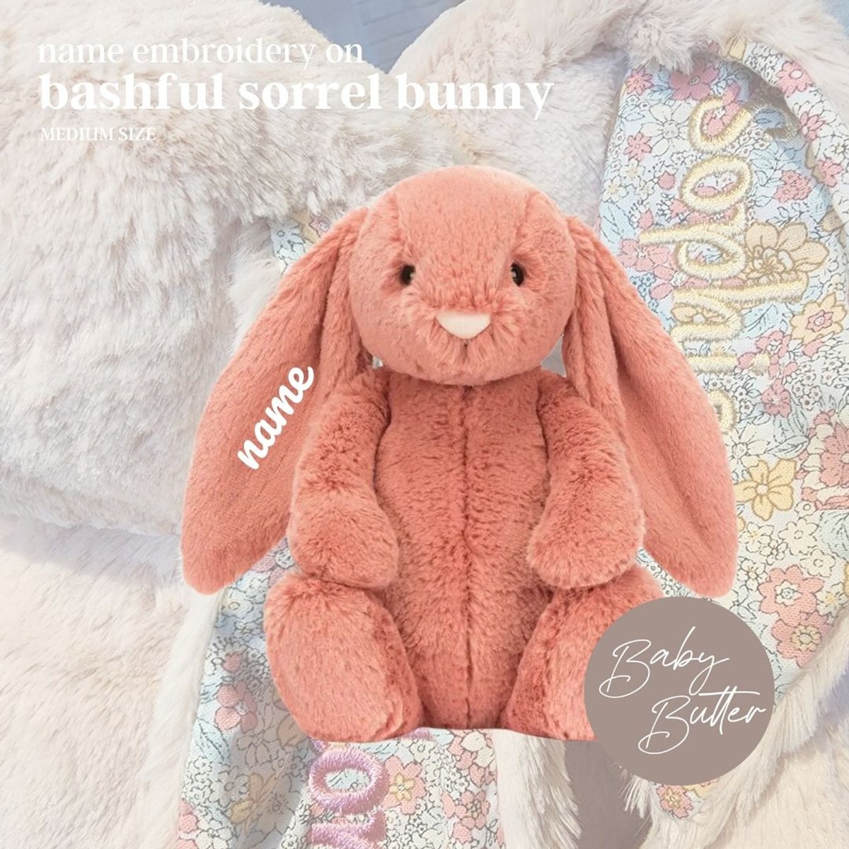 Bashful Sorrel Bunny (Medium, 31cm) - Personalised Jellycat Bunny So